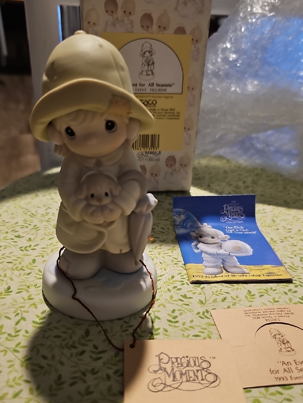 Precious Moments Figurine Boy Child Holding Puppy 90s Decor Collectible Porclain